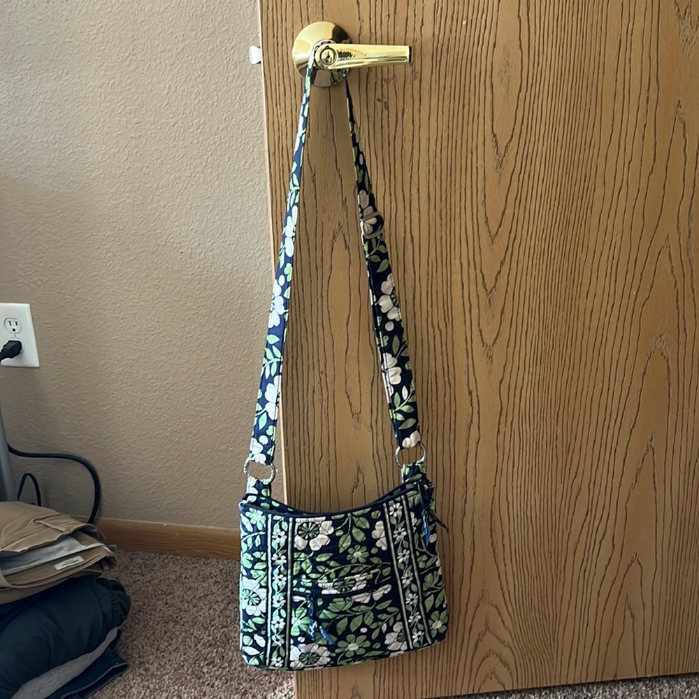 Used Green Floral Vera Bradley Cross-Body Bag